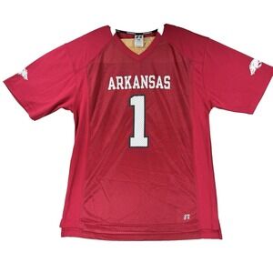 Mens Russell Arkansas Razorbacks Football Jersey Red Crimson 1 College NCAA Med